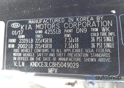 2017 Kia Niro Touring из США, поврежденный, VIN KNDCE3LC8H5049029